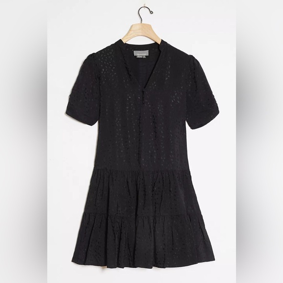Anthropologie Dresses & Skirts - Anthropologie Stacey Shimmer Black Tiered Tunic Dress XS